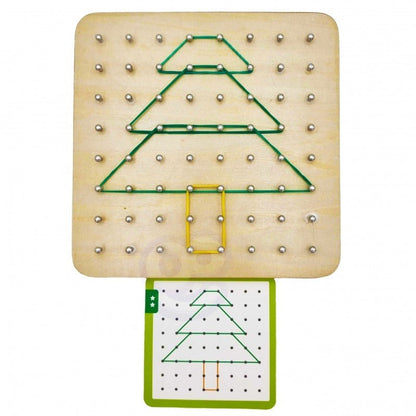 Wooden Geoboard Puzzle with Rubber Bands - Kindeco