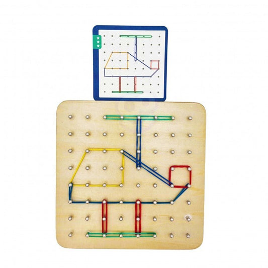 Wooden Geoboard Puzzle with Rubber Bands - Kindeco