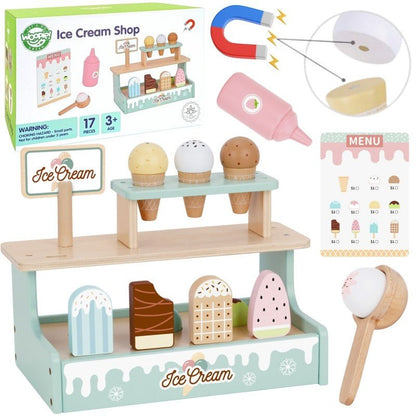 Wooden Ice Cream Shop Set with Stand - Kindeco