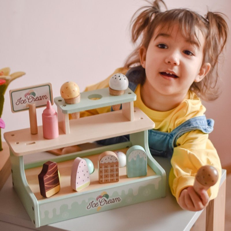 Wooden Ice Cream Shop Set with Stand - Kindeco
