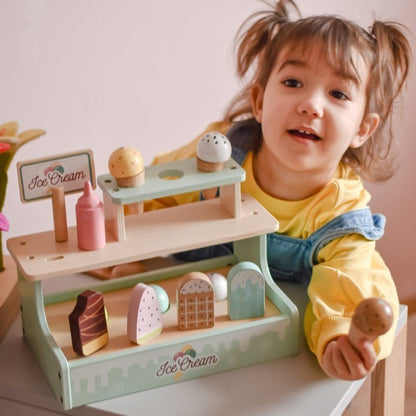 Wooden Ice Cream Shop Set with Stand - Kindeco