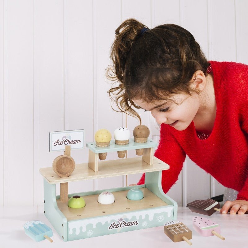 Wooden Ice Cream Shop Set with Stand - Kindeco