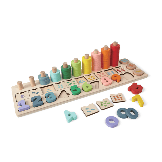 Wooden Math Game & Stacking Set - Kindeco