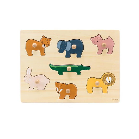 Wooden Puzzle, 7pcs - Trixie Baby Animals - Kindeco