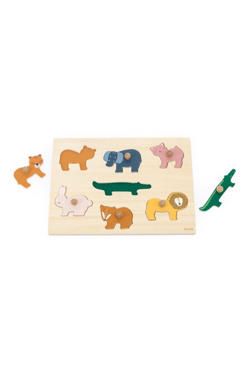 Wooden Puzzle, 7pcs - Trixie Baby Animals - Kindeco