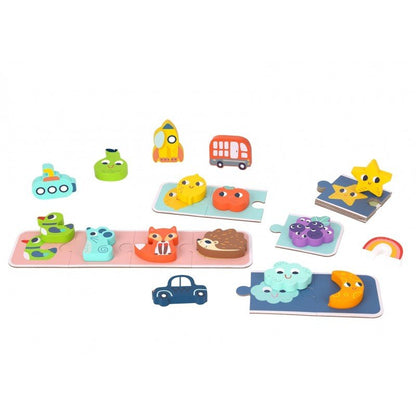 Wooden Sensory Memory Puzzle - Shapes - Kindeco