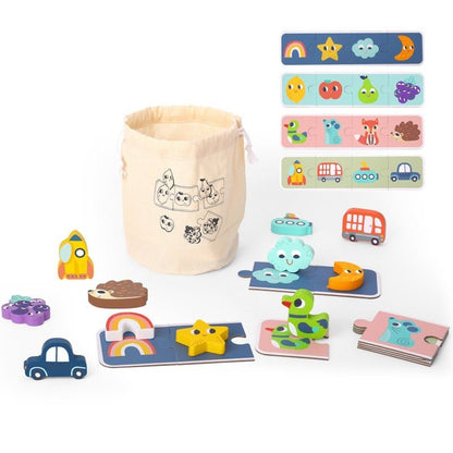 Wooden Sensory Memory Puzzle - Shapes - Kindeco
