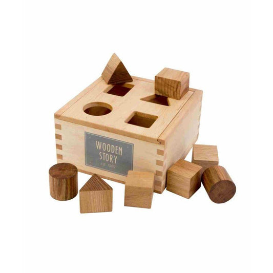 Wooden Shape Sorting Box - Natural - Kindeco