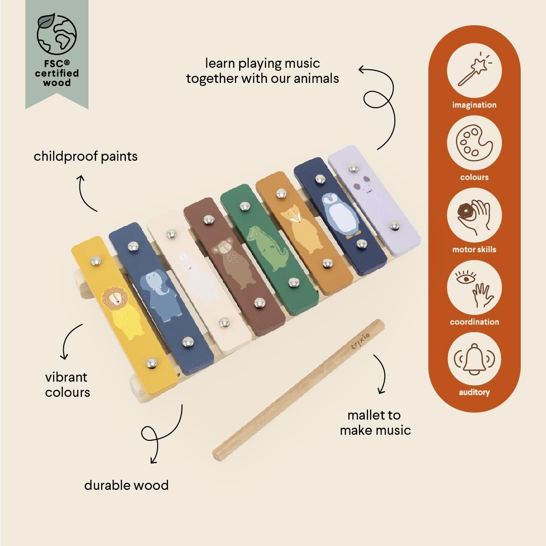 Wooden Xylophone with Animal Friends - Kindeco